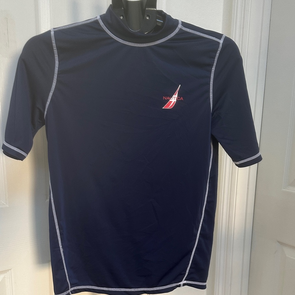 Nautica Kids/Youth Dark Blue Swim Shirt with White Trim Accents